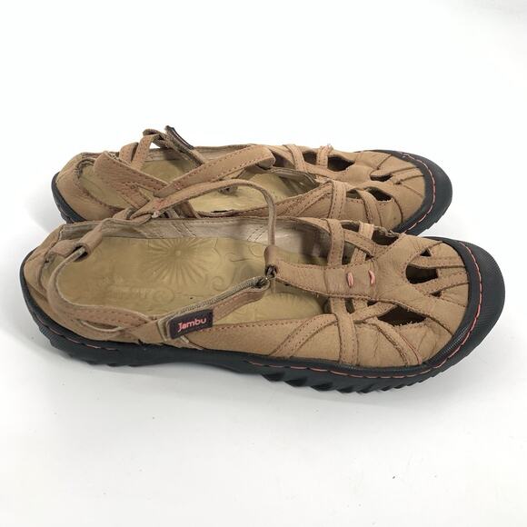 $120 Jambu Dune Strappy Leather Sandals 8.5 All Terra Sport Walking Shoes Tan - Picture 3 of 9